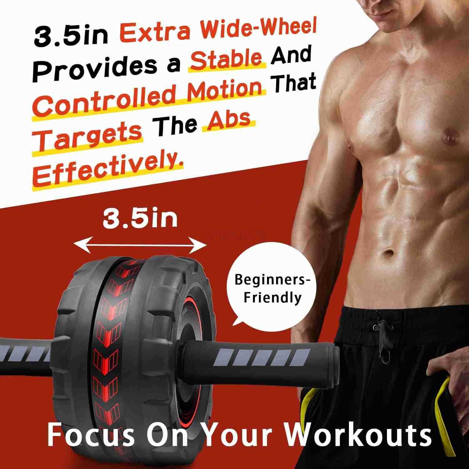 Ab roller wheel with knee pad for abdominal exercise core workout weight loss no noise easy to assembling light weight perfect home gym equipment for 