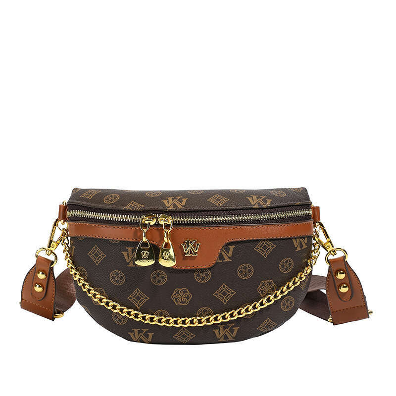 Designer Bags Crossbody Bag for Women Wide Strap Crescent 2025 New Pattern Printed Ladies Trendy Chest Single Shoulder Crossbody Bag with Chain