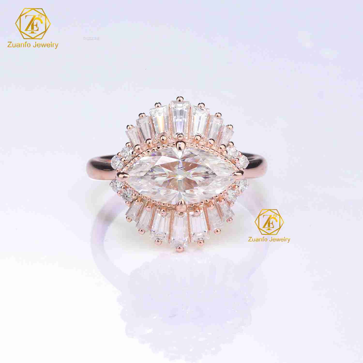 Wholesale Price Jewelry 10K Real Rose Gold Yellow Gold 2CT6X12MM D VVS1 Marquise Moissanite Diamond Wedding Ring for Women