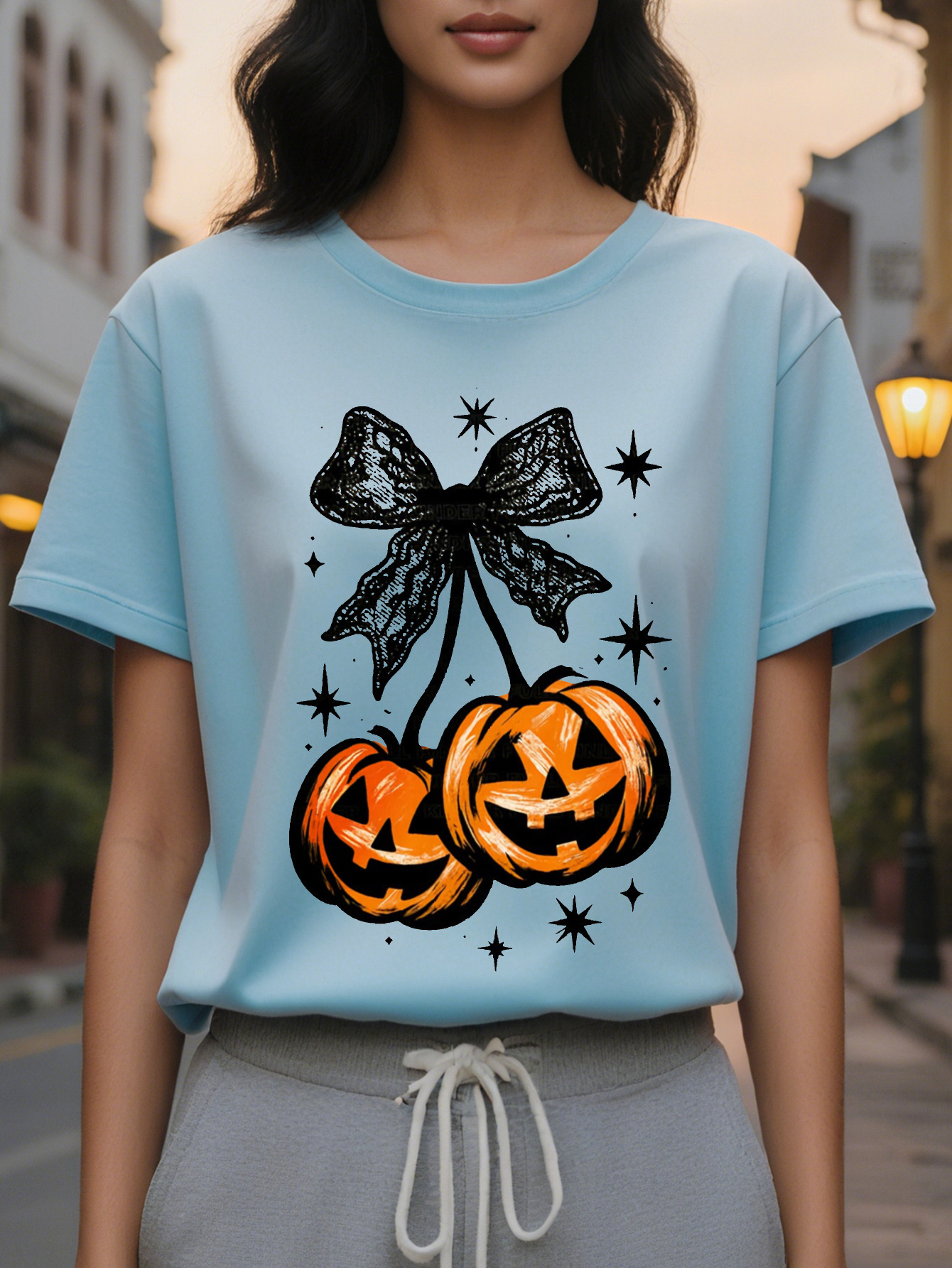 Large XL Women S Pumpkin Bat Graphic Sweatshirt Beige Loose Fit Pullover with Jack O Lanterns Round Neck Top for Party Plus Size