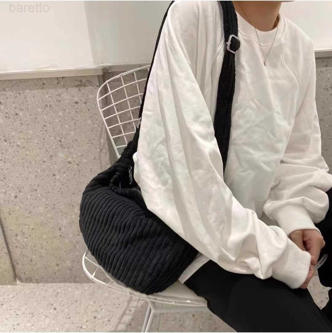 Women Small Corduroy Hobo Bag Wide Strap Crossbody Bag Shoulder Bag Casual Handbag Daily Bag M250903
