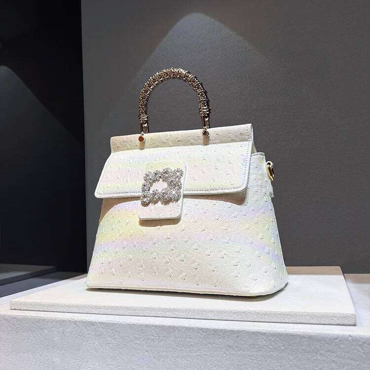 Dia Embedded Leather Handbag 2025 New Sle Single Oulder Crossbody For Women Camel Ostrich Pattern Tote Bag