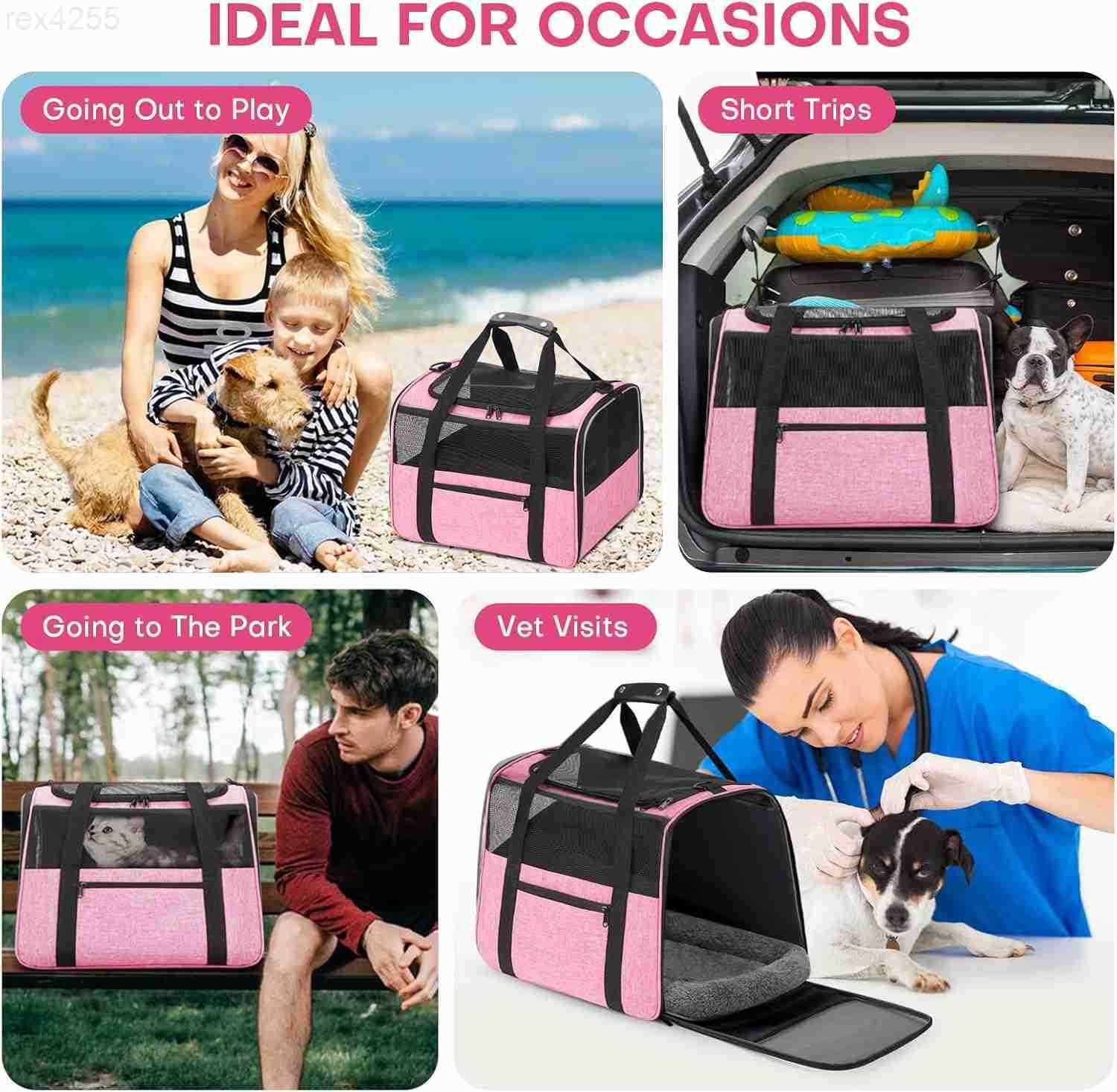 Large Cat Carrier SoftSided AirlineApproved Pet Carrier Bag with Top Opening Portable Travel Carrier for Big Cats Dogs Up to 20lbs Safety Zippers Coll