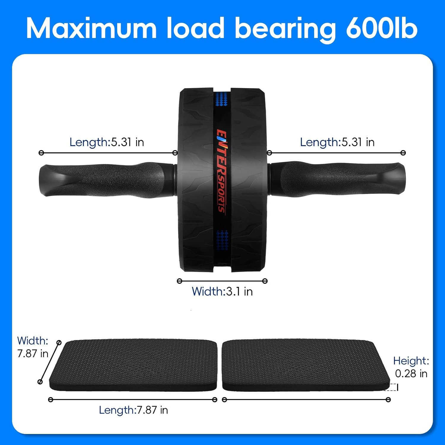 Ab Roller Wheel for Abs Workout Abdominal Exercise Equipment with 2 Knee Pads for Home Gym Core Strength Training Fitness Equipment for Men Women W250