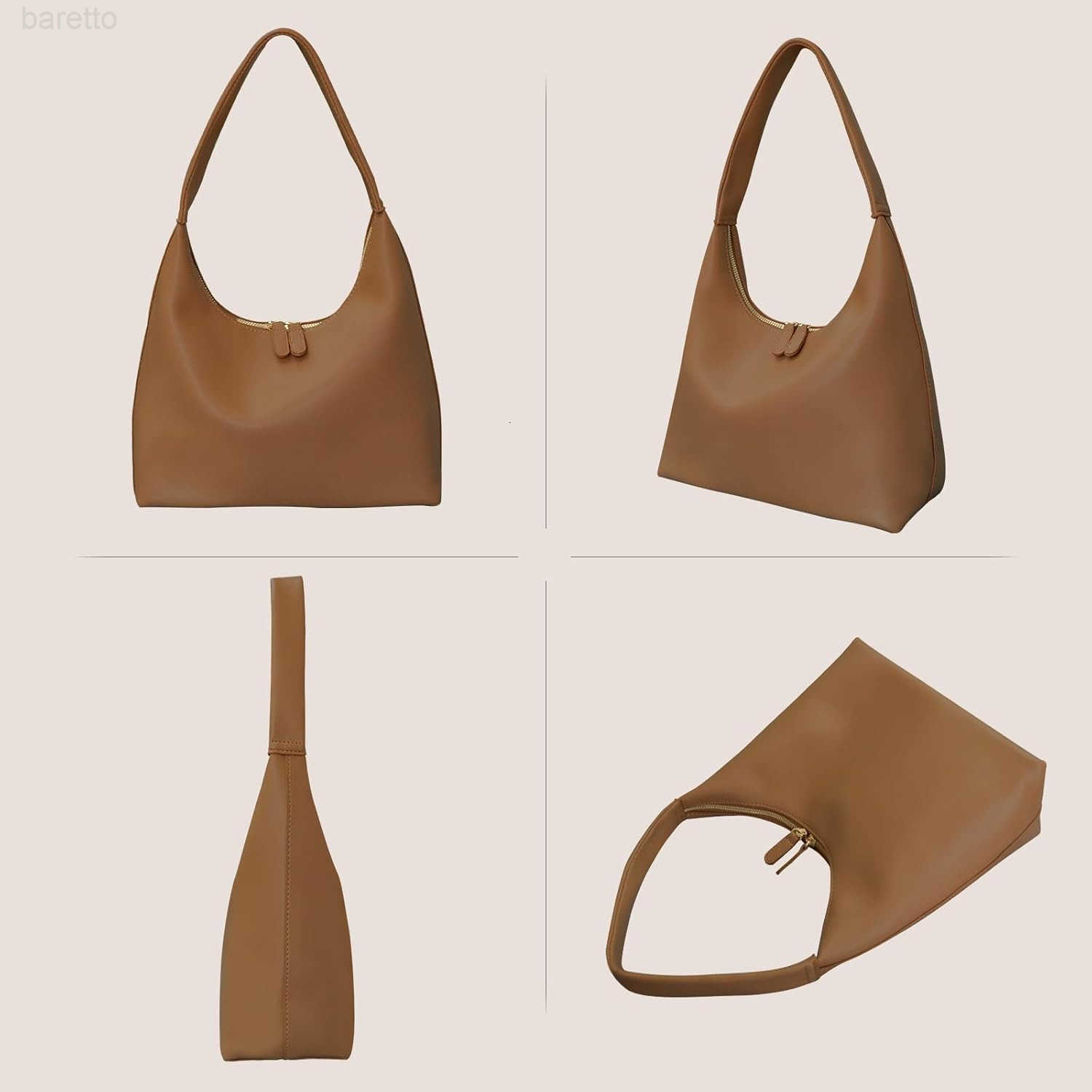 Leather Hobo Bag Small Shoulder Purses for Women Slouchy Tote Handbag Vegan Leather Crescent Bag M250903