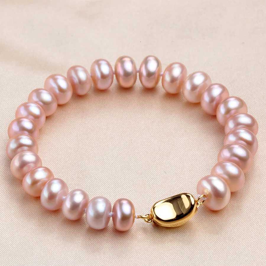 2025 New Arrival 89mm Bread Bead Freshwater Pearl Bracelets With 925 Sterling Silver Clasp For Women White Purple Y250904