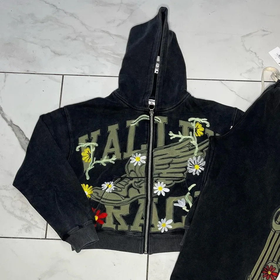 American Zipper Letter Pattern Printed Hoodie Y2K Street Sportswear Casual Retro Super Dalian Mens Wear 250904