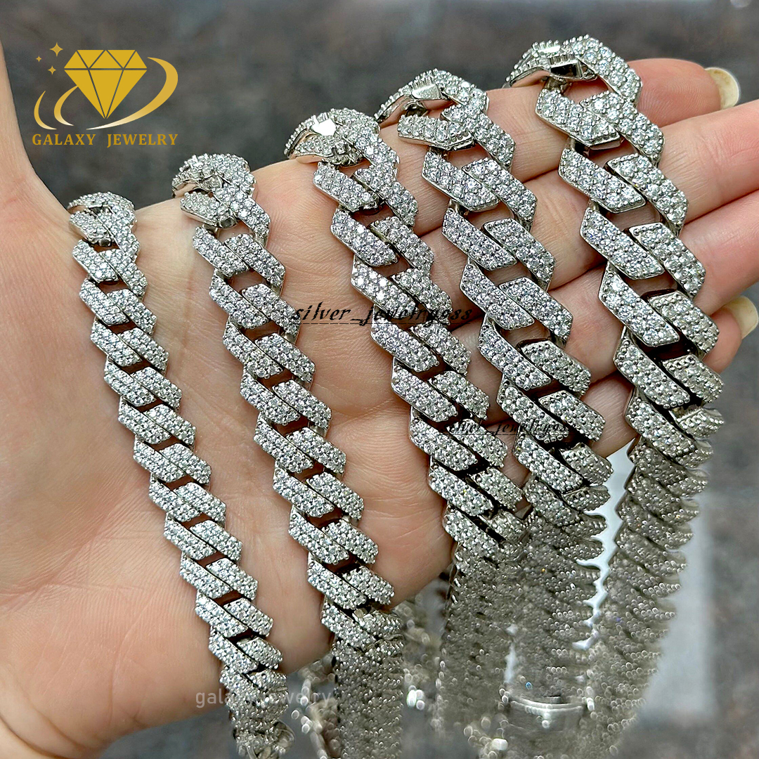 Hiphop Iced Out Cuban 13rows 6mm20mm Bracelet Necklace Mens Jewelry GRA Certificate Custom Classic Prong Cuban Link Chain