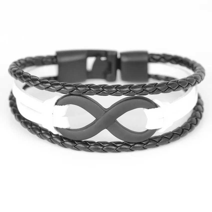 TYO Brand Vintage Symbol Infinity Charm Bracelet Bangle Classic Buckle friendship Genuine Leather Men Women Bracelets W250904