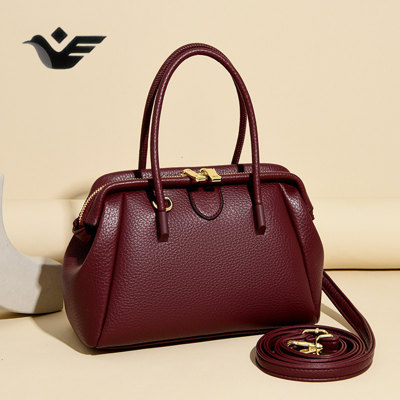 Feiyan Free Shipping New Designer Bag Luxury Shopping Bag Litchi Pattern Boston Bag Crossbody Bag Women's Handbag Simple Versatile Large Capacity