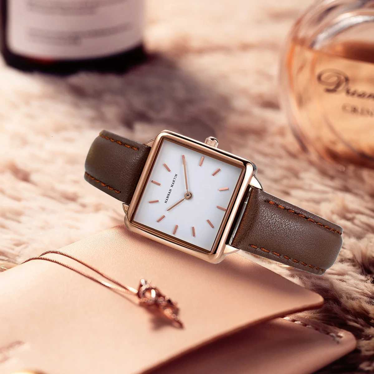 2021 New Arrival Fl Solid Stainless Steel Square Dial Japan Movement Quartz Gift Rose Gold Ladies Top Brand Watches for Wen X250904