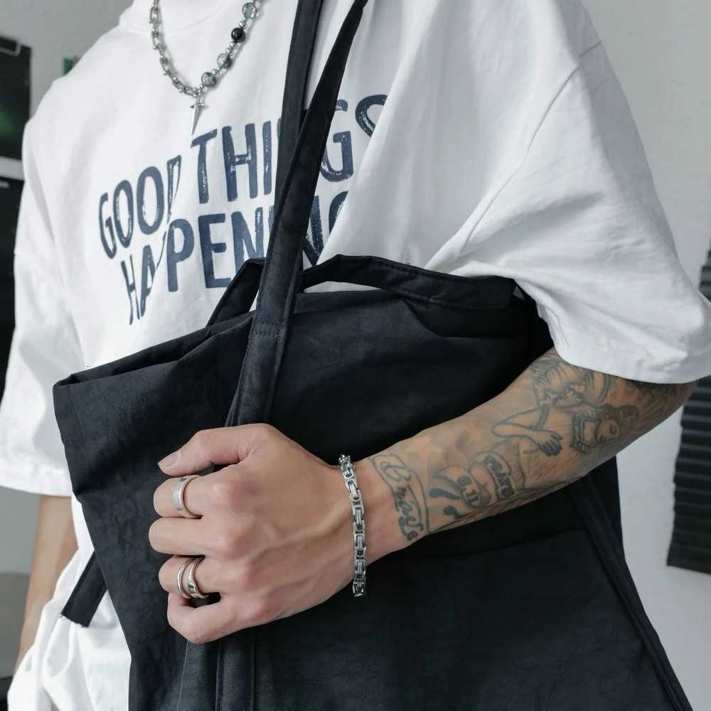 6mm Stainless Steel Emperor Chain Bracelet Simple Silver Color Men Bracelet Hip Hop Fion Jewelry Fion Gifts Accessories Y250904