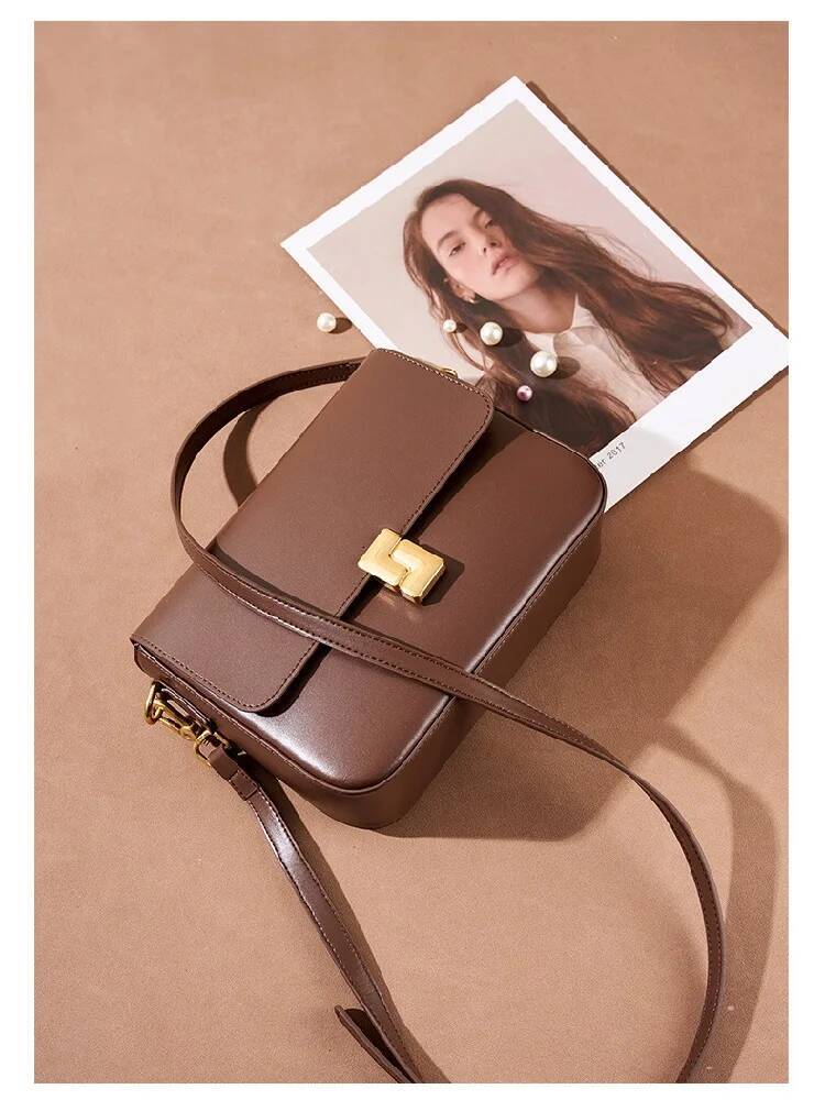 2025 Cow Split Leather Women Crossbody Design Small Square Cowhide Women's Commuter Shoulder Bag ladies gift