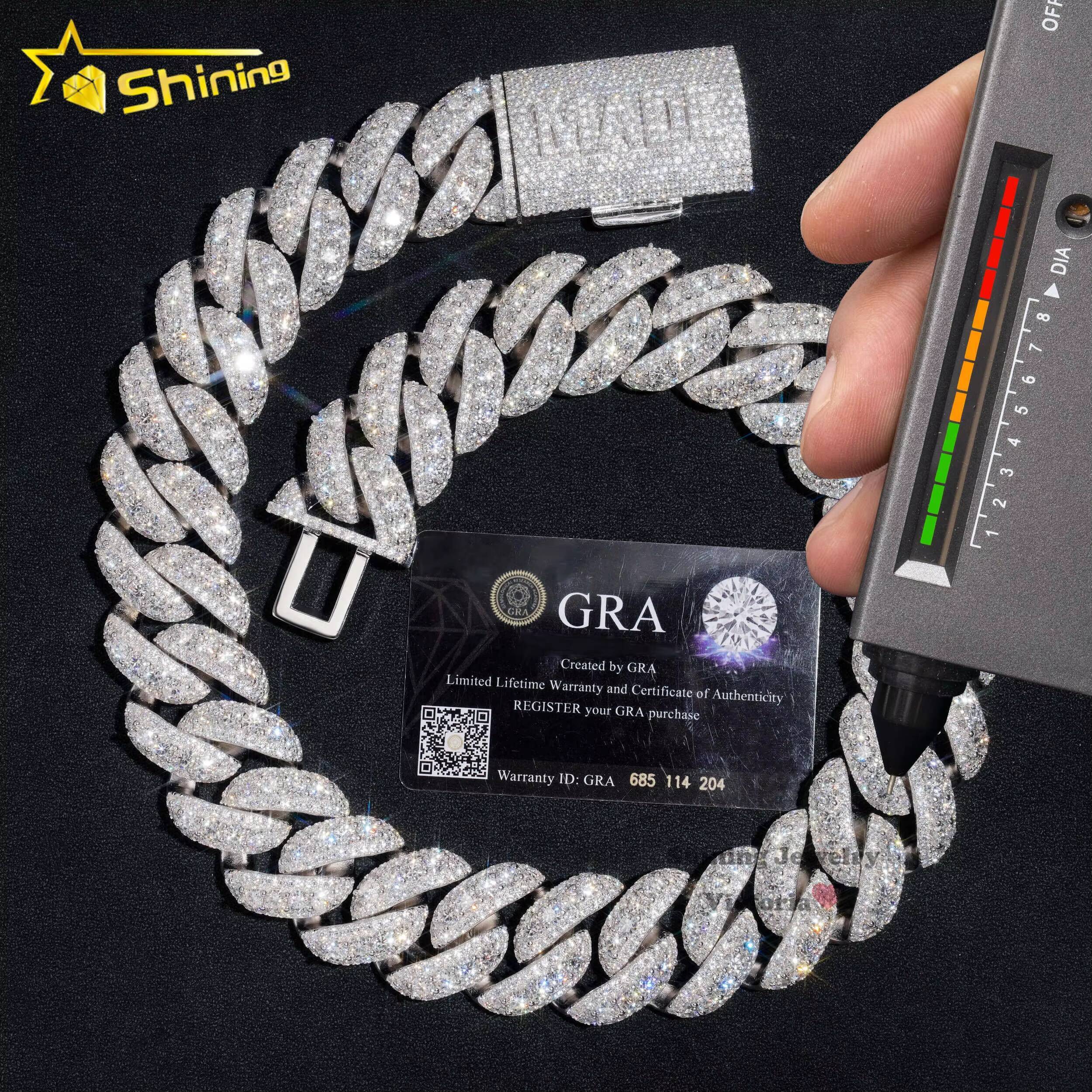 2025 Rapper Jewelry 30mm White Gold Cuban Chain Sterling Silver Hip Hop Necklace Miami Vvs Moissanite Diamond Cuban Link Chain