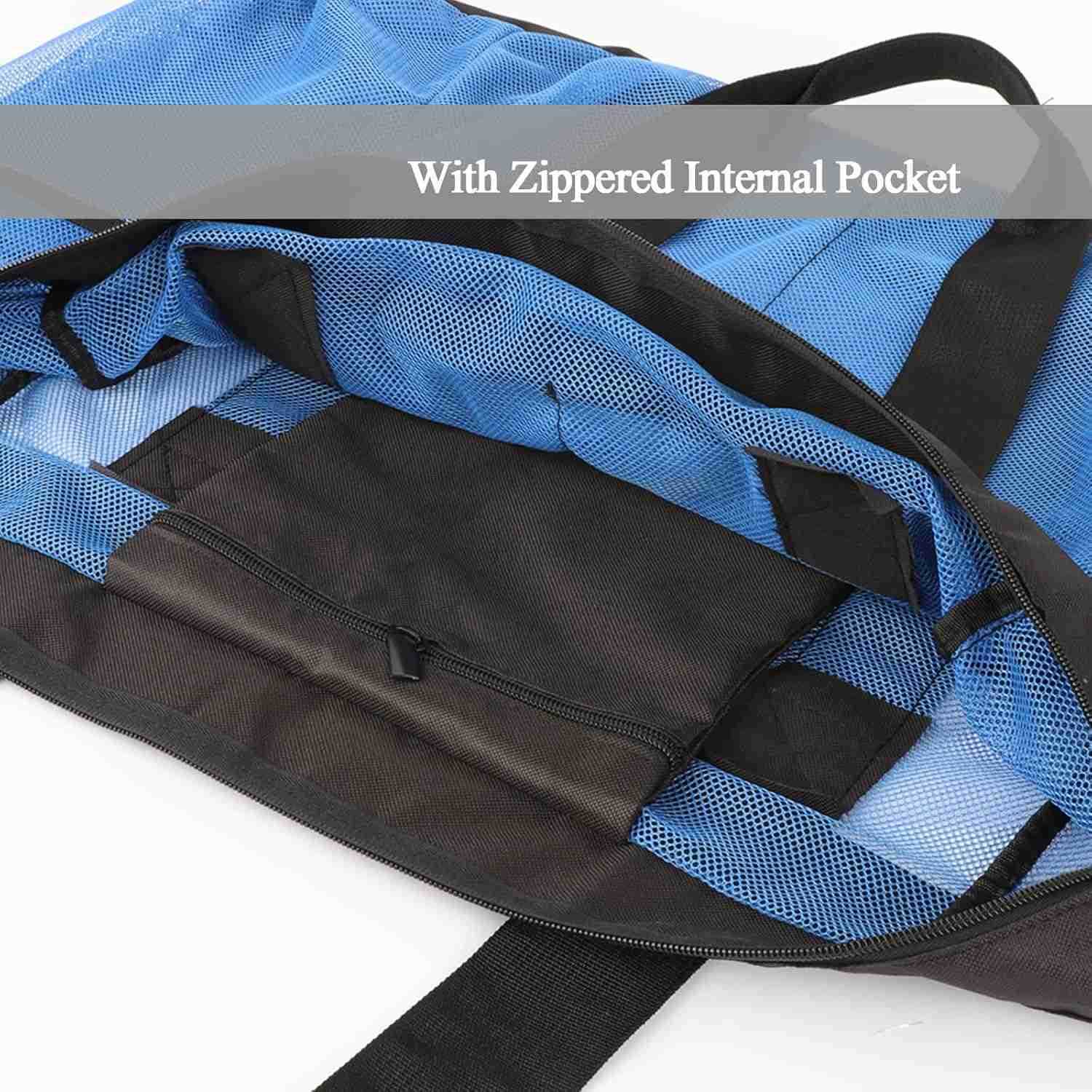 Large Beach Bag Mesh Tote with Zipper and Pockets Ideal for Your Family CruiseBeach Vacation EssentialsW250904