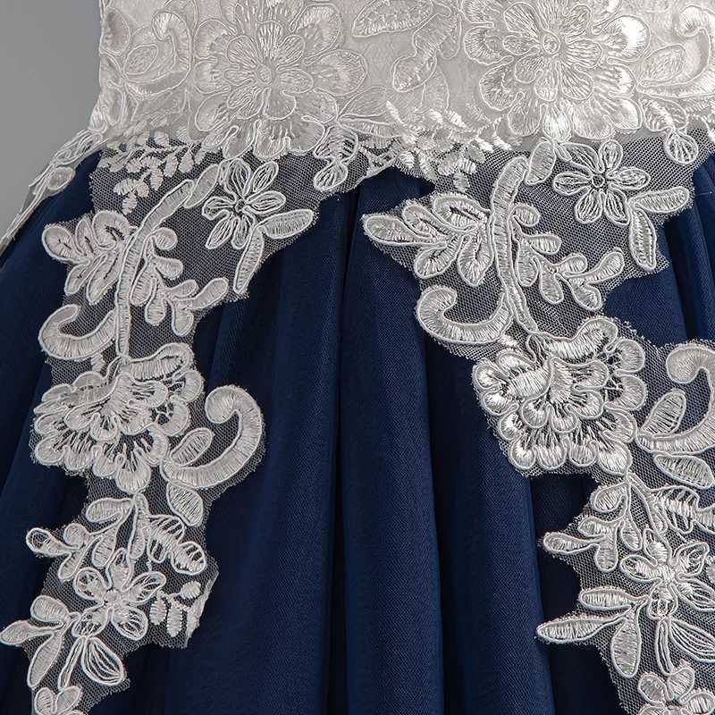 Kids Girl Sleeveless Mesh Dresses Baby Girl Birthday Ceremony Gown Children Navy Princess Dress Z250904