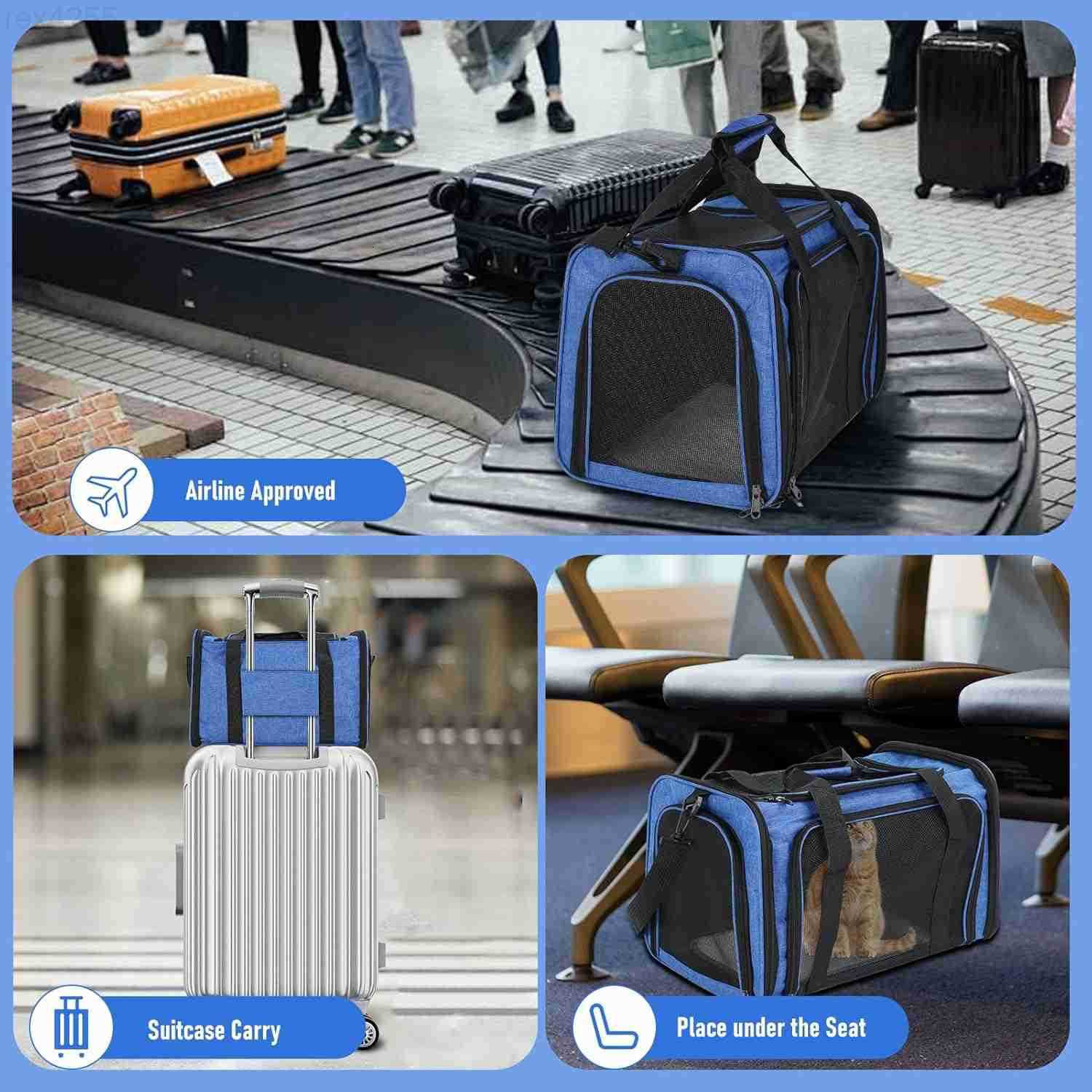 Pet Portable Travel Carrier Bag for Cats Dogs Mesh Travel Puppy Carrier Oxford Fabric Large Capacity Breathable SoftSided Animals Carrier with Mat Sho