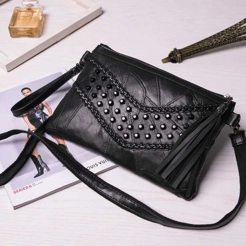 Fashion Tassel Womens Bags Fringed Handbags Leather Women Messenger Bag for s Crossbody Bag Females Clutches Z250903