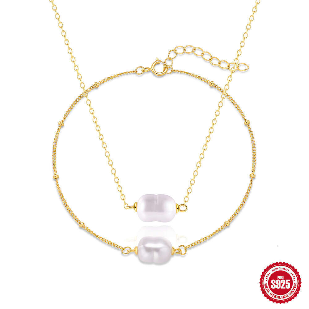 Fashion Simple S Pure Sier Light Niche Pearl Personality Temperament Design Sense Minimalist Style Bracelet Necklace