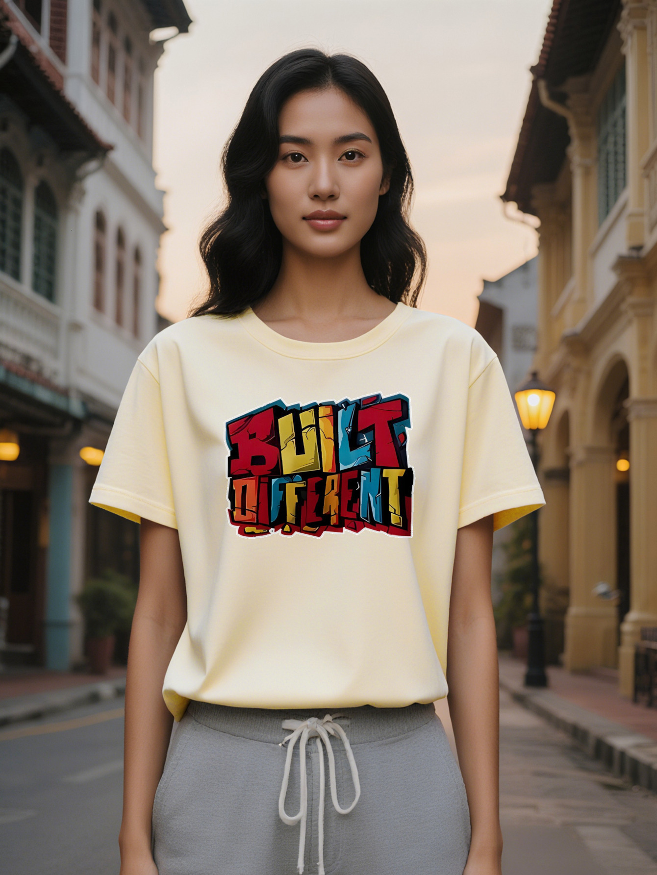 Large XL Women's Casual Crew Neck T-Shirt with Unique Graphic Print Black Summer Streetwear Regular Fit Perfect Gift Plus Size