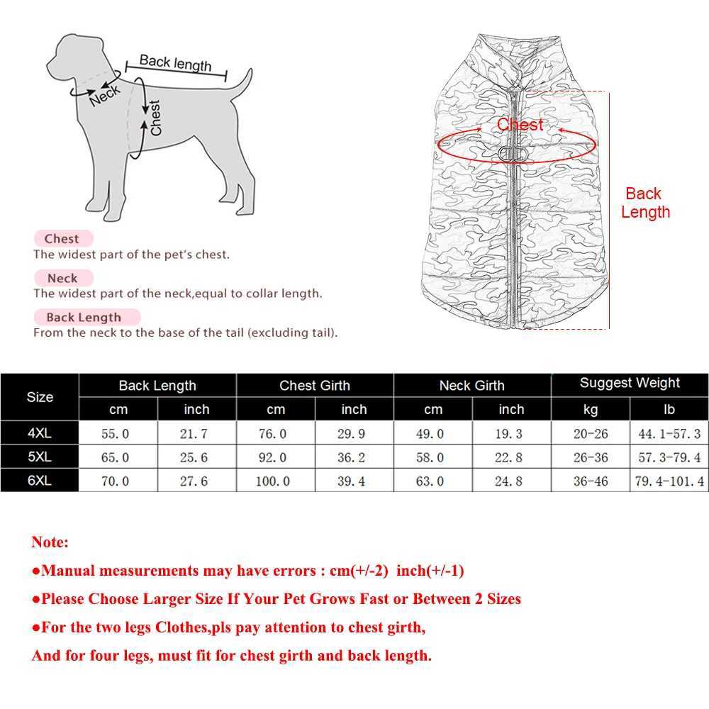 Winter Warm Big Dog Clothes Camouflage Sleeveless Pet Vest et Windproof Large Dog Coat Zipper Dring 4XL6XL Puppy Outfits W250904