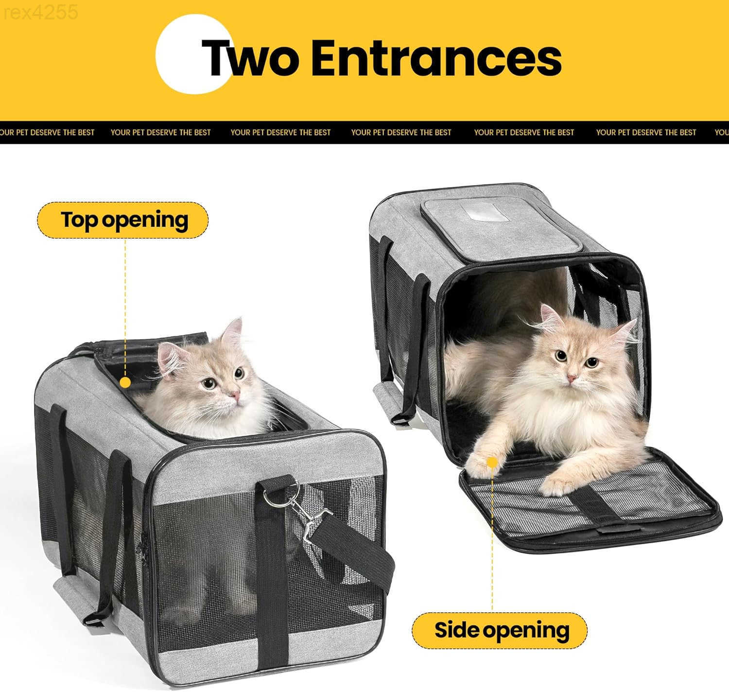 Cat Carrier Airline Approved SoftSided Dog Carrier with Inner Safety Leash Pet Transport Carrier for SmallMedium Cats Puppies up to 15 Lbs Collapsible