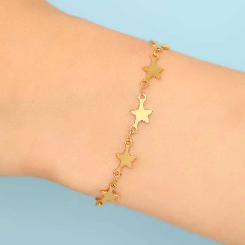 Stainless Steel Metal Star Chain Bracelets For Man Women Fashion Gold Silver Color Pentagram Pendant Bracelet Jewelry Gifts W250904