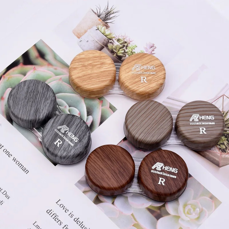 Pressureresistant dualpurpose doublelayer contact lens case woodgrain contact lens case fashion frame glasses case 250904