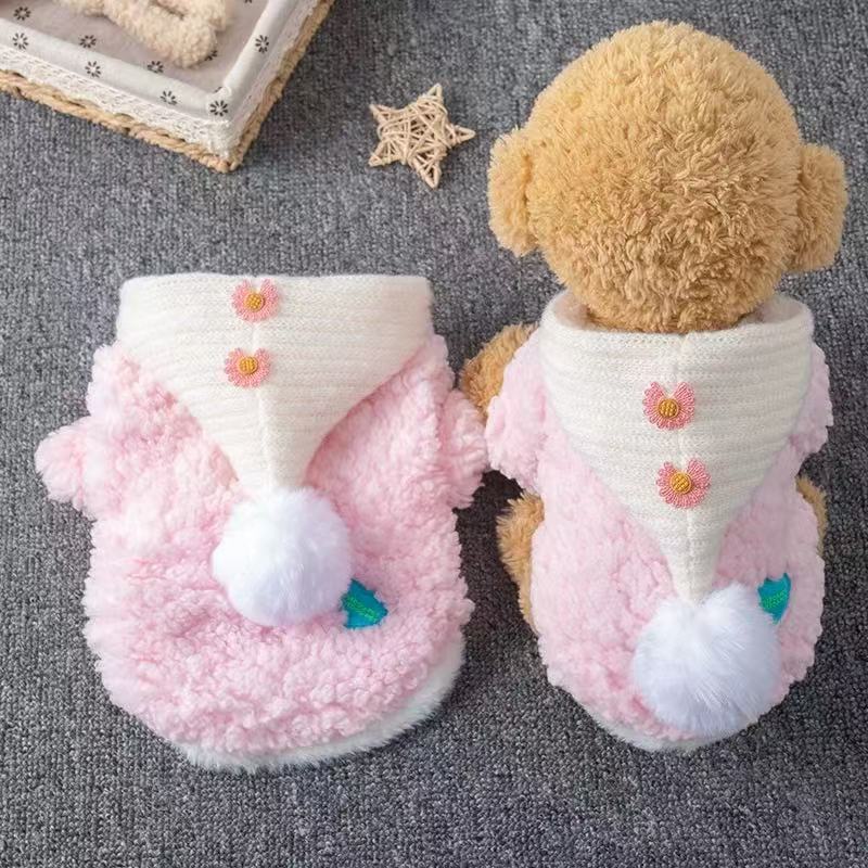 T1118 Dog Clothes 2024 New Autumn and Winter Warm Plush Overalls Tusong Teddy Pet Cat Thickened Four-legged Clothes