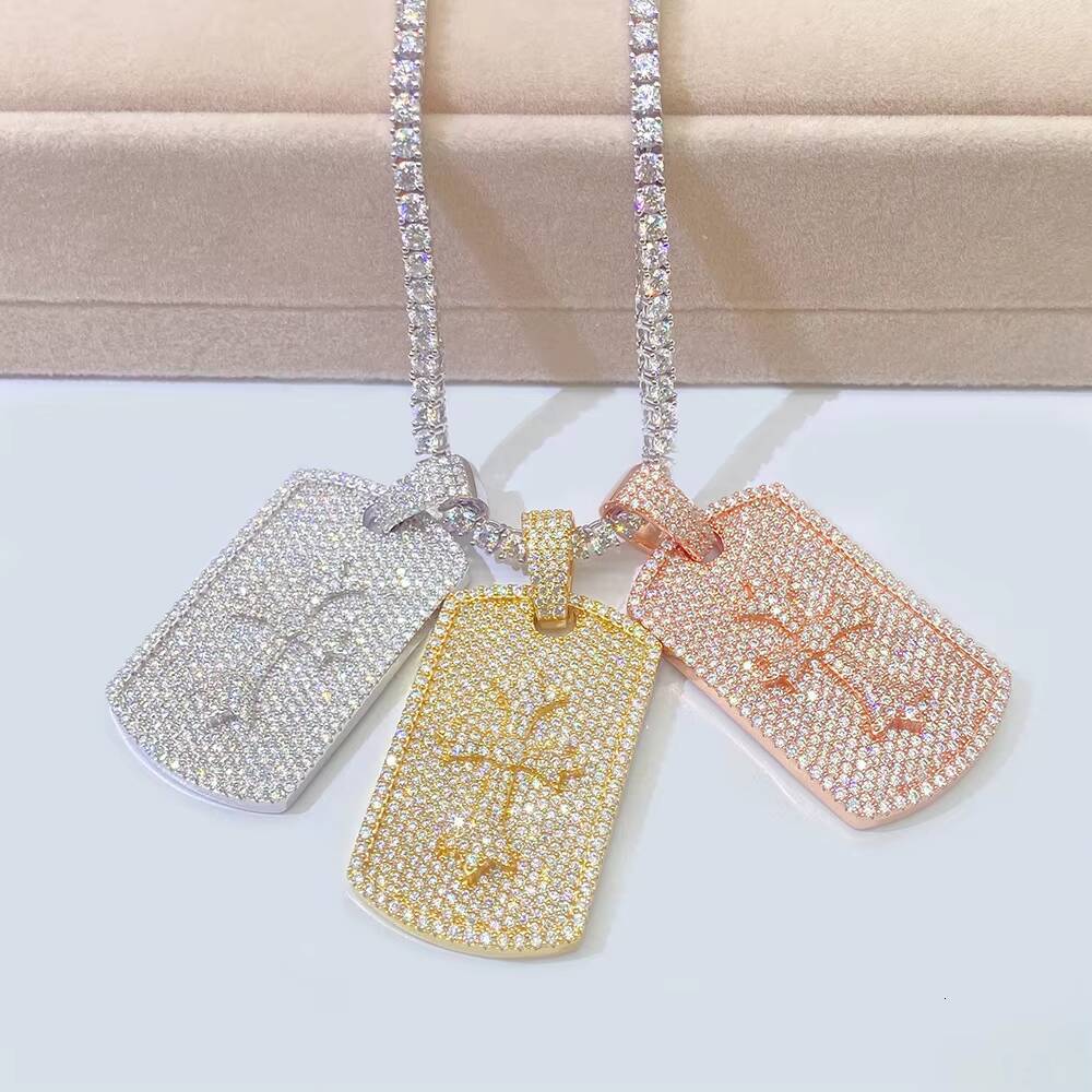 2023 New Design Gold Plated Sterling Silver Jewelry Moissanite Nameplate Pendant
