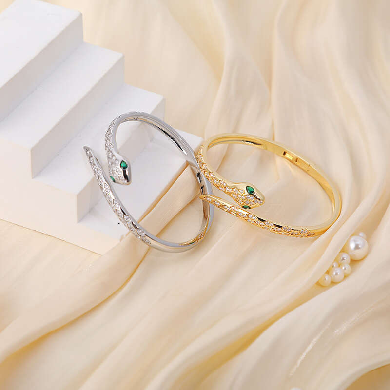 DH collections Non - Fading Open Snake - Shaped Electroplated Bracelet, Light Luxury Style, Trendy Ins - Style for Girls, Minimalist & Unique Bangle f