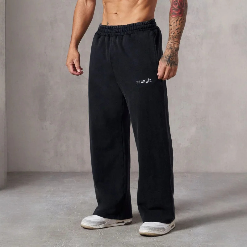 2025 American Style Mens Sports Pants Spring Autumn Outdoor Jogging Muscle Fitness Embroidered Straight Casual Long Pants 250903