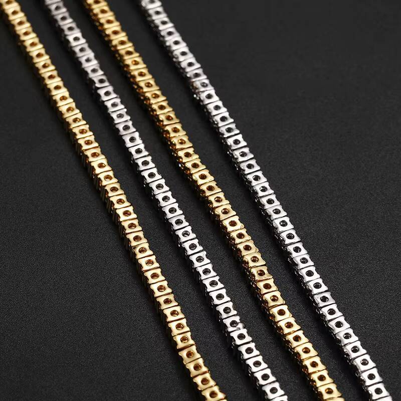 25mm Brass Moissanite Tennis Chain 1 Row Necklace Hip Hop Bling Jewelry Gold Silver Moissanite Tennis Chain Necklace Iced Out