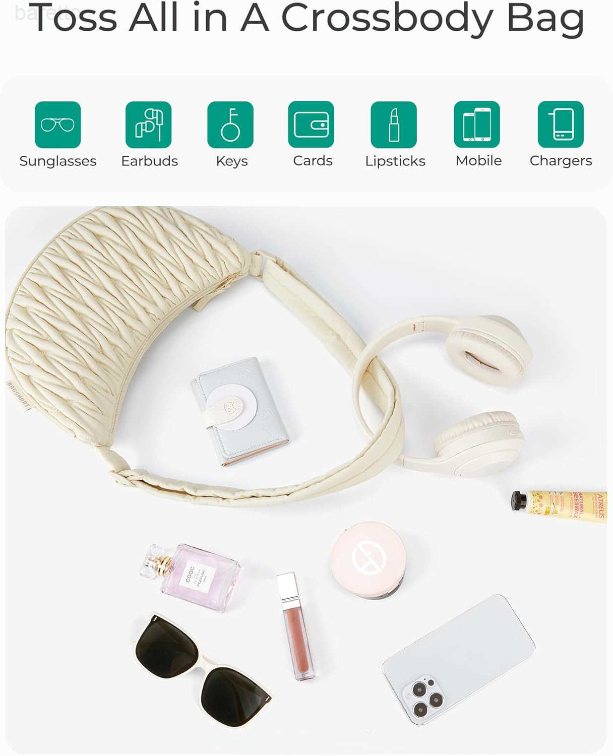 Hobo Bag for Women Nylon Quilted Crossbody Bags for Women Shoulder with Adjustable Strap M250903