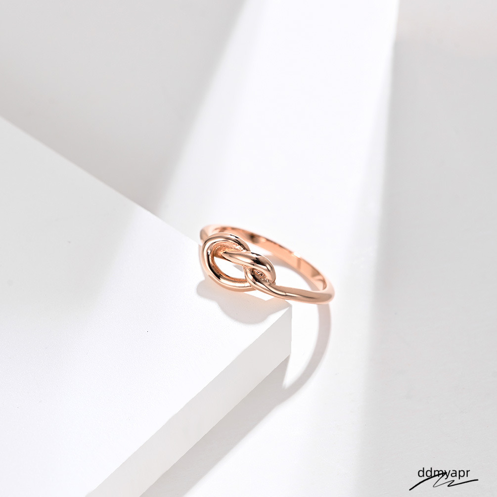 Real Gold Sier Black Titanium Steel Heart Knot Ring Pattern Designer Men Ddmyday Women Lovers Tail Rings Fashion Wedding Jewelry Gift Ddmyday