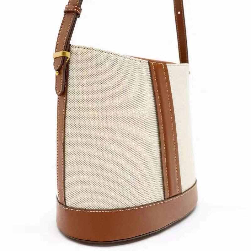 Luxury bag New Splicing Canvas Bucket Bag Simple Fashionable Versatile Large Capacity Cross Shoulder Handbag