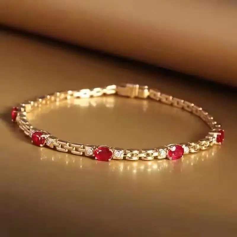 New light luxury silver inlaid ruby diamond bracelet for women chain charm fine section exquisite highend engagement jewelry W250904
