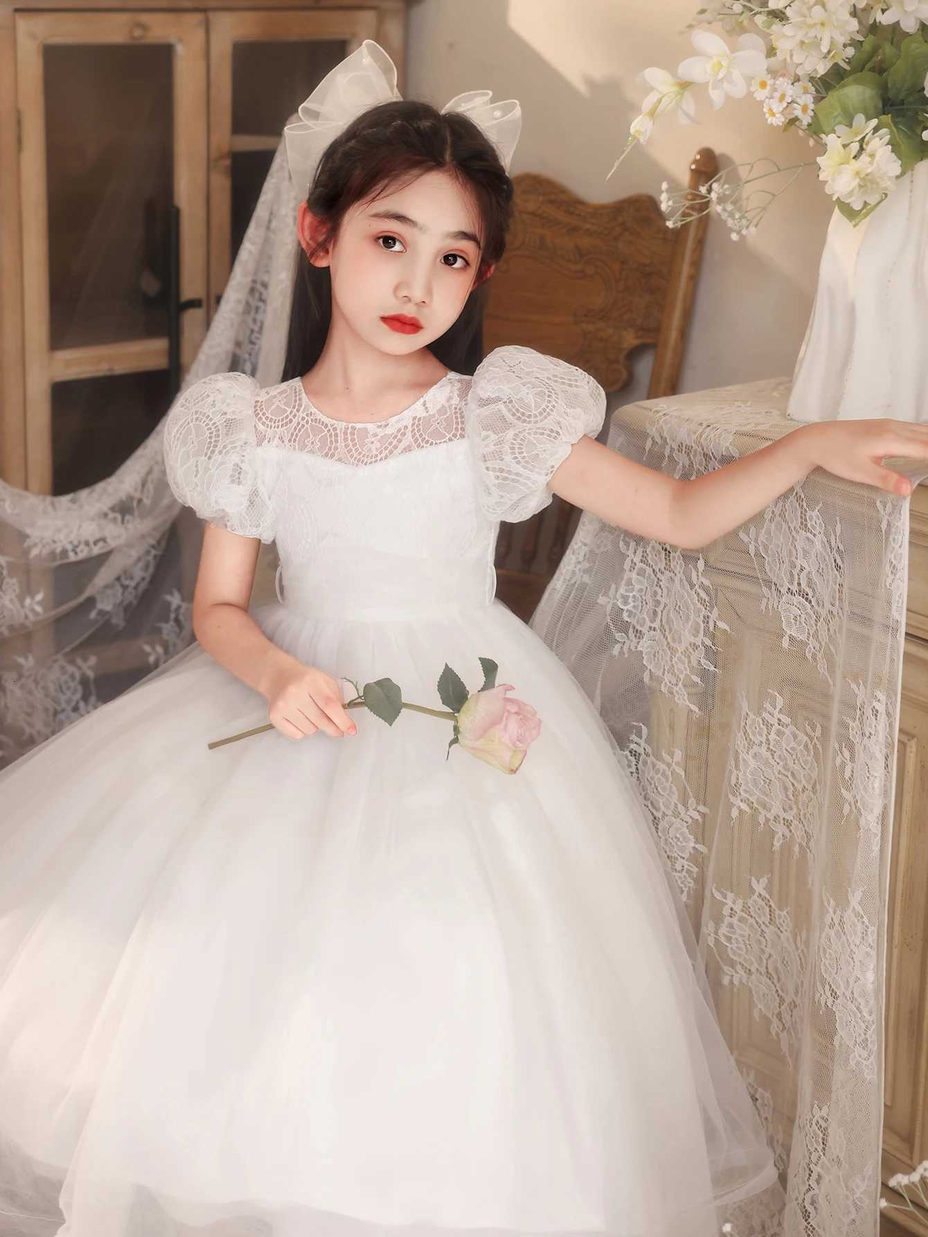 Hot Popular Girl Kids Flower Summer Gowns Apparel Child Anniversary Wedding Dress Z250904