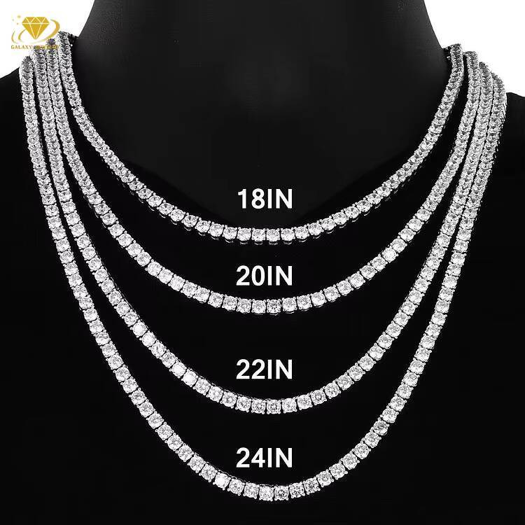 Wholesale 14k 18k 3mm 4mm 5mm Tennis Chain Necklace Vvs Moissanite Diamond Tennis Bracelet 925 Silver Mossanite Jewelry
