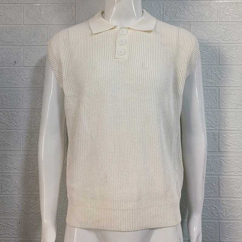 Mens Sweater Vest Solid Color Polo Neck Knitted Top Sweater for Men ClothingXJ250904
