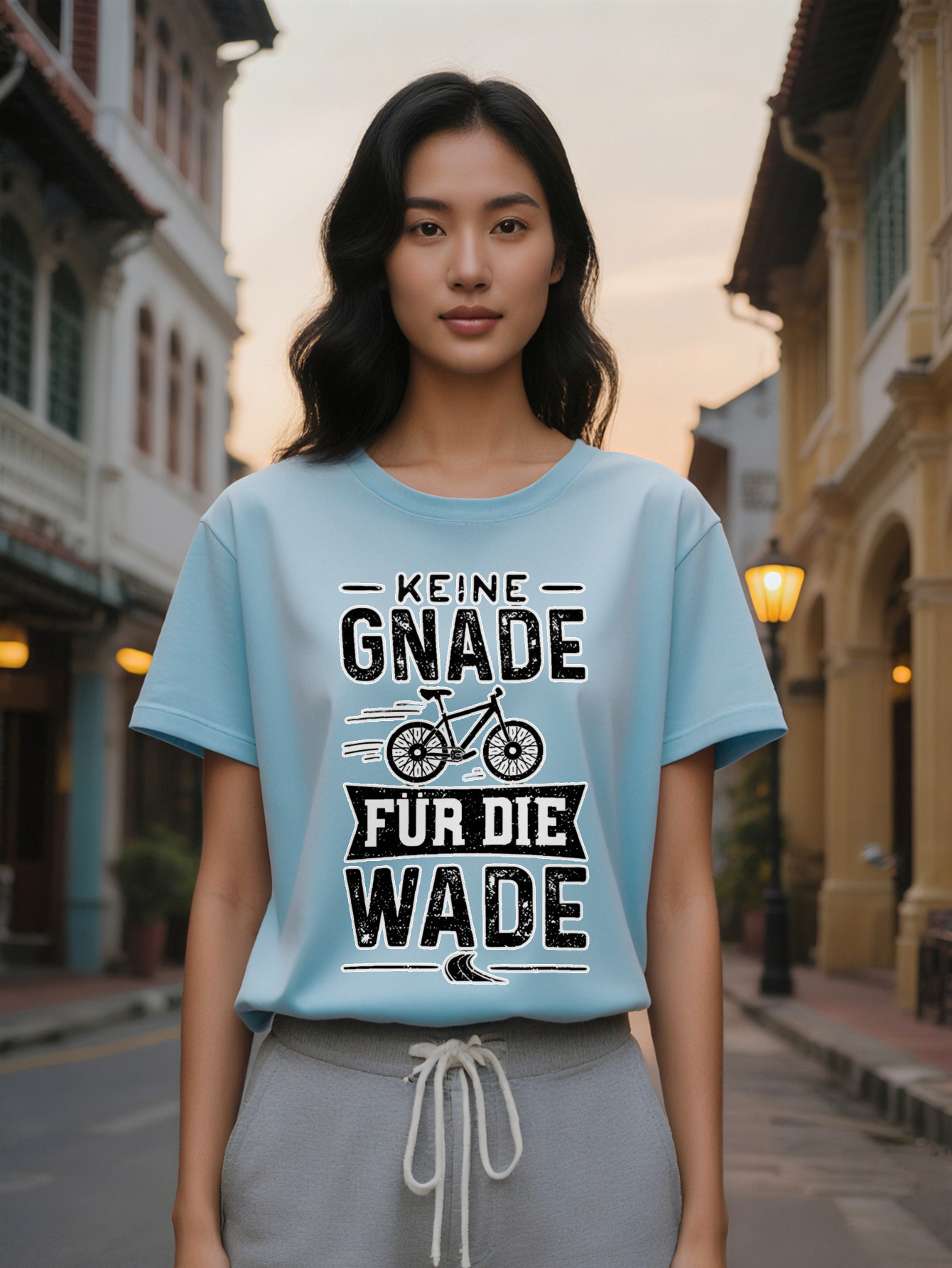 Graphic T Shirt Bold Lettering Bicycle Print Black with White Design Round Neck Summer Tee is Washable