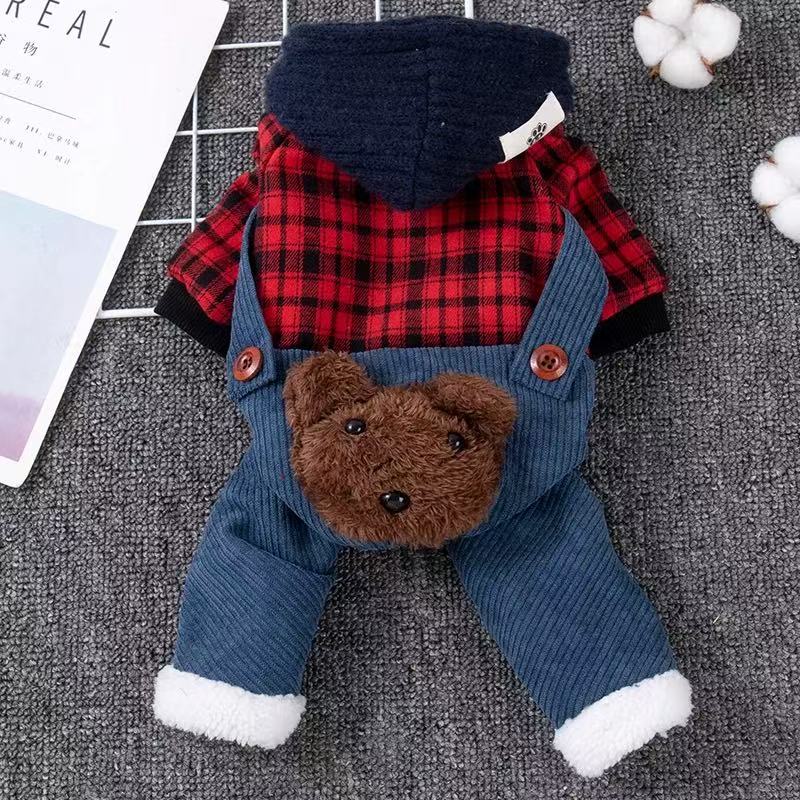 T1112 Winter Bear Fleece Dog Clothes for Small Dogs - Cute Teddy Bear & Panda Designs