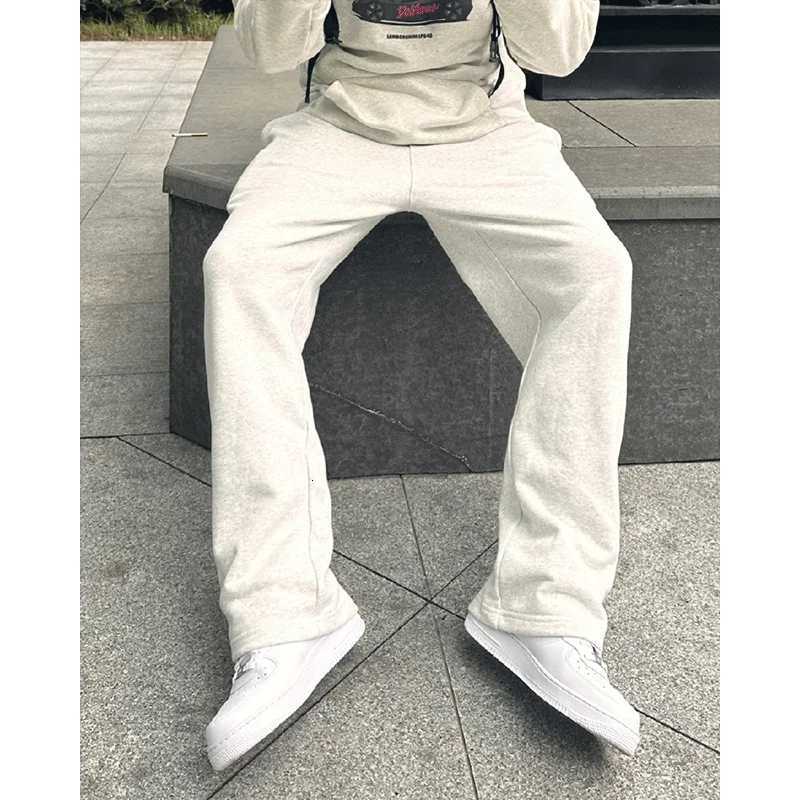 Men Sweatpants Korean Fashion Sportswear Drawstring Wide Leg Straight Track Pants 2024 Autumn Cotton Casual Loose TrousersXJ250904