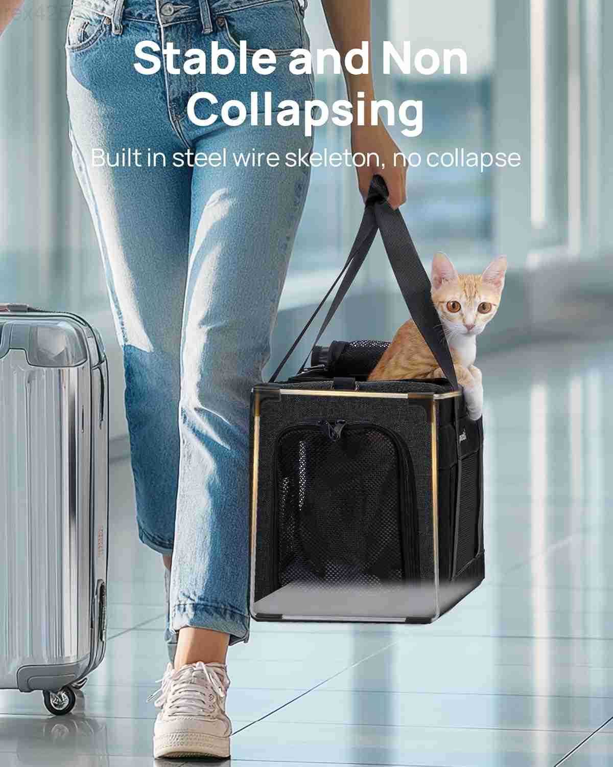 Approved Cat Carrier Pet Carrier SoftSided Portable Dog Carrier with Stable Structure TSA Approved Pet Carrier for Pets Less Than 12lbs Cat Carrier Ba