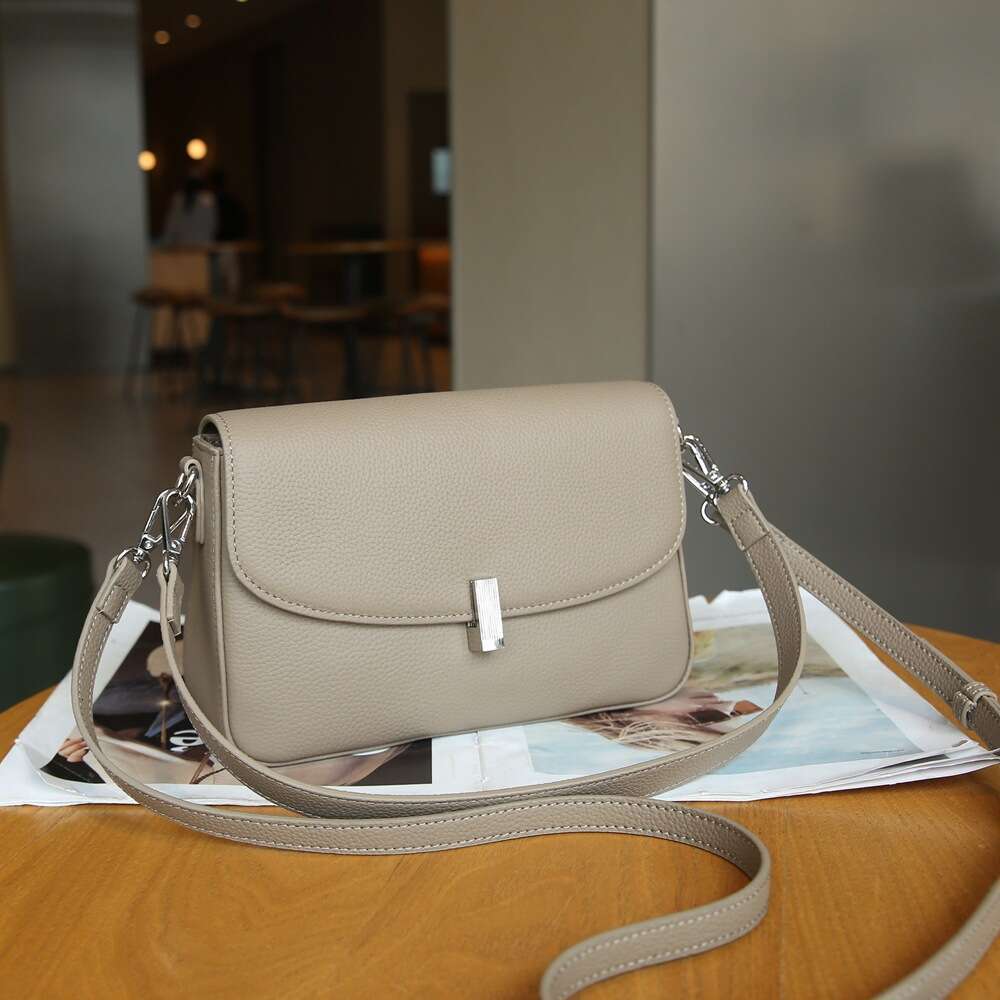 DHEssentials 2025 New Genuine Leather Small Square Bag Top Grain Cowhide Stylish Crossbody Underarm Bag