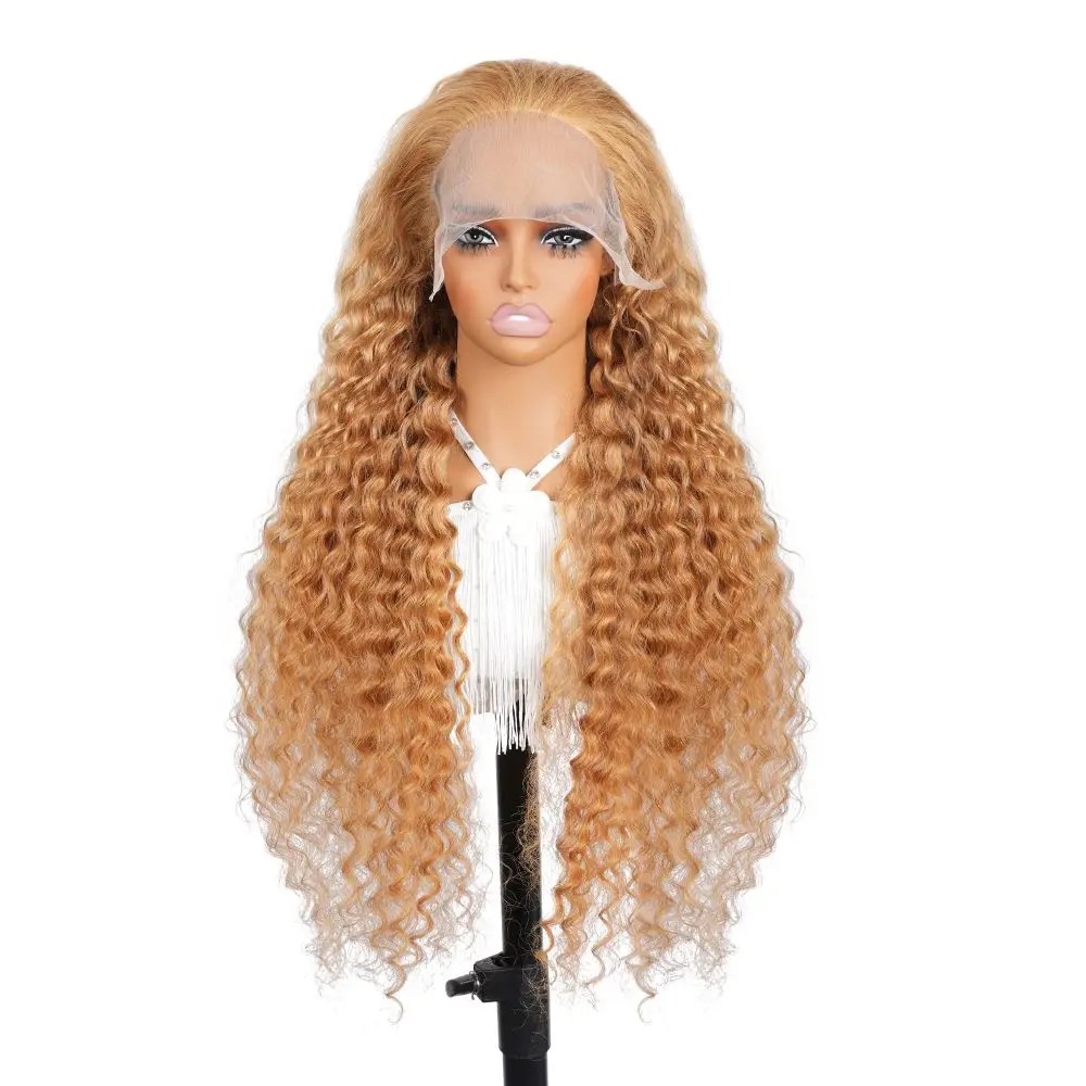 Honey Blonde Wig Deep Wave Lace Frontal Wigs Human Hair 27 Color Blonde Curly 13x6 Hd Lace Front Wig PrePlucked Ready To Wear
