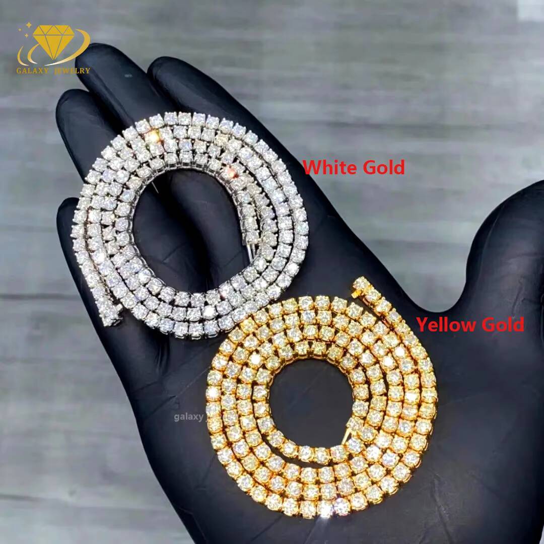 Trendy 2mm 3mm 4mm 5mm Moissanite Tennis Chain Women Jewelry 925 Silver Chain Gold Plated VVS Diamond Tennis Bracelet Necklaces