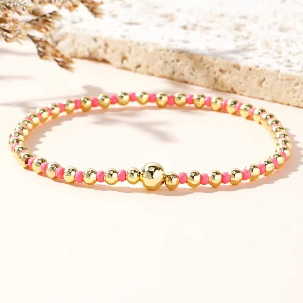 1pc New Arrival Colorful Glass Beads 18K Gold Plated Copper Boho Fashion Bracelets Jewelry As Summer Luck Gifts For WomenXJ250904