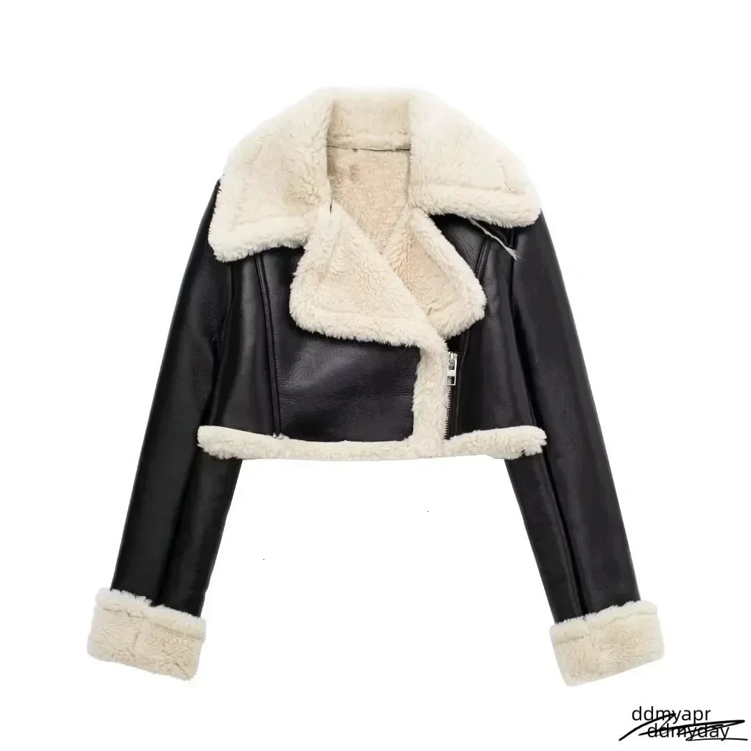 Winter Women Coats Faux Shearg Sheepskin Coat Retro Motorcycle Jacket Woman Jackets Outerwear Ddmyday