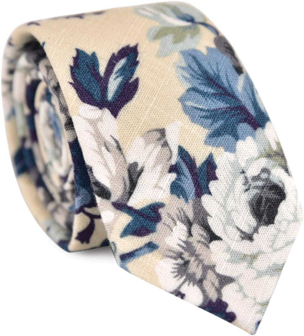 Mens Cotton Printed Floral Tie 256 Skinny Narrow Necktie Various DesignsW250904